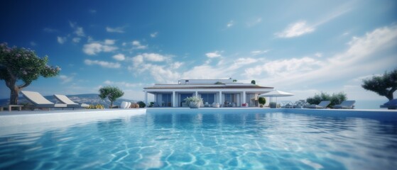 Luxury villa with infinity pool. Generative AI