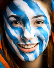 Argentinian Supporter with Flag Face Paint
