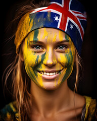 Australian Supporter with Flag Face Paint
