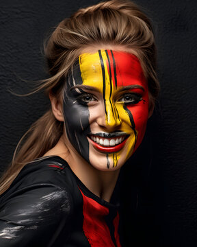 Belgian Supporter with Flag Face Paint - Generative AI