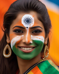 Indian Supporter with Flag Face Paint