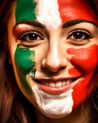Italian Supporter with Flag Face Paint - Generative AI