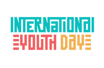 International Youth Day Vector Hand Lettering. Geometric Phrase, Greeting Card, Poster, or Flyer for Youth Day.