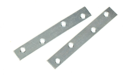 Small metal brackets, isolated on white