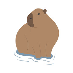 capybara single 33 on a white background, vector illustration.
