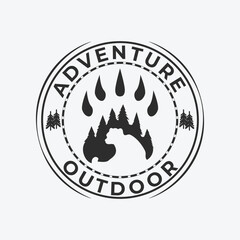 adventure logo icon vintage illustration design, tree bear silhouette icon design