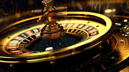 Casino Roulette, Casino roulette in black and gold style.