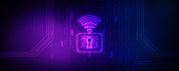 2d illustration WIFI symbol with lock