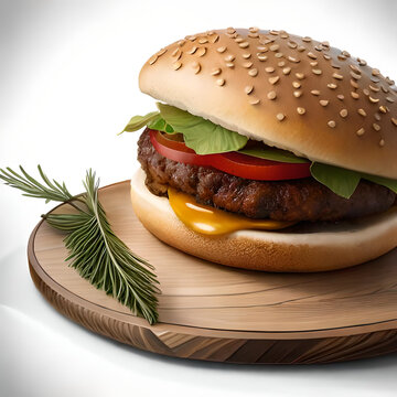 hamburger on a plate Generative AI