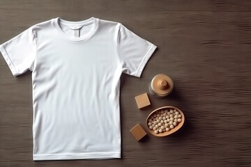 Shirt Mockup, White T-Shirt on the floor for product placement