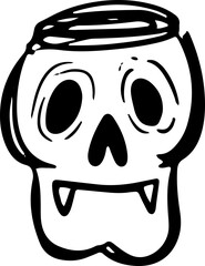 doodle halloween elements ghost demon skull illustration
