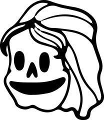 doodle halloween elements ghost demon skull illustration