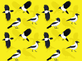Hooded Crow Cute Cartoon Seamless Wallpaper Background