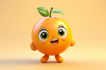 Abstract orange fruit with cheerful human face