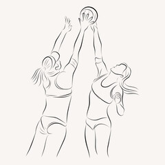 people play volleyball line art illustration