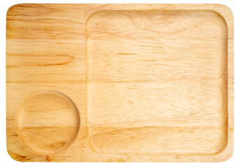 Wooden plate on white background, Wooden dish Isolate on white with clipping path.