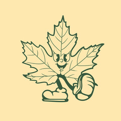Vintage character design of maple leaf
