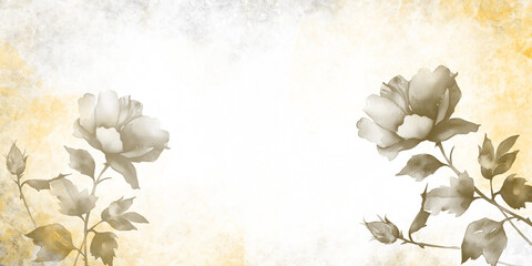 Abstract watercolor floral art vector background. Watercolor Botanical hand drawn flower art. Elegant gold blossom flowers Design in red and green shades watercolor texture for banner, prints, card