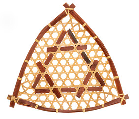 Bamboo basket on white background, Asian wickerwork Kitchenware Isolate on white with clipping path.