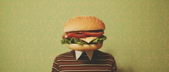 A person has a hamburger instead of a head. Generative AI