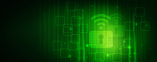 2d illustration WIFI symbol with lock