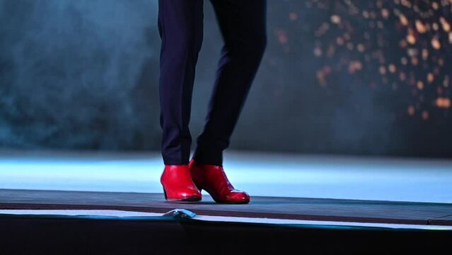 Closeup of man's jingles and dancing, concept of Indian Latin dance