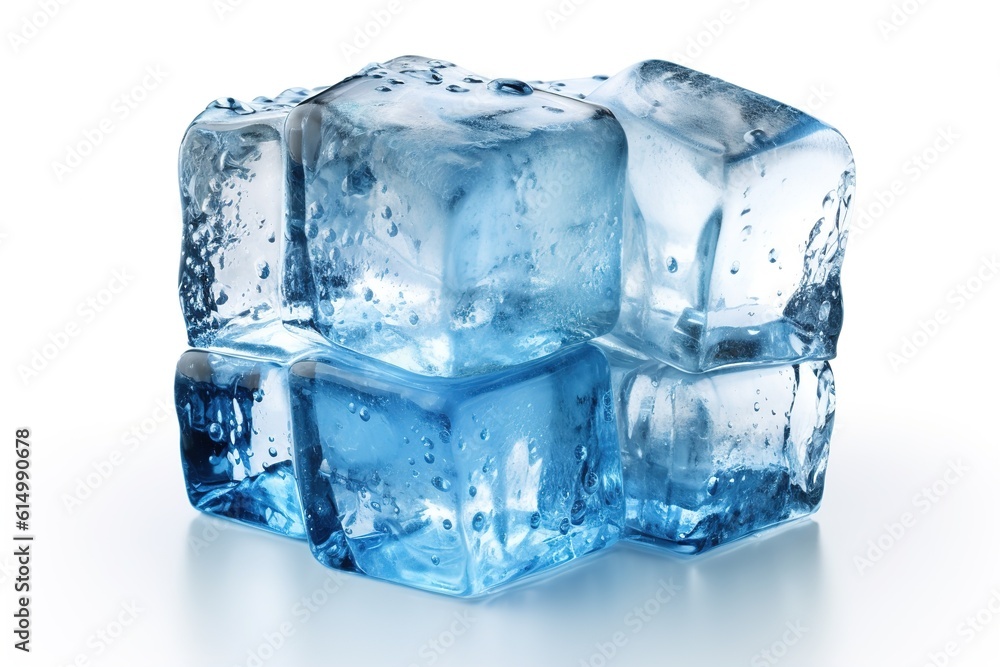 Poster ice cubes isolated on white background. generated by ai.