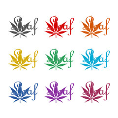 Cannabis leaf  icon isolated on white background. Set icons colorful