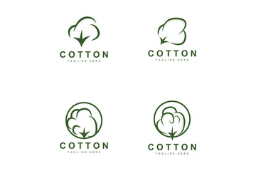 Cotton Logo, Soft Cotton Flower Design Vector Natural Organic Plants Apparel Materials And Beauty Textiles