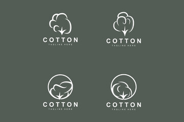 Cotton Logo, Soft Cotton Flower Design Vector Natural Organic Plants Apparel Materials And Beauty Textiles