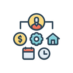 Color illustration icon for manage 
