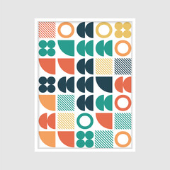 Obraz premium geometric bauhaus design colorful with frame wall decoration illustration vector design