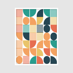 geometric bauhaus design colorful with frame wall decoration illustration vector design
