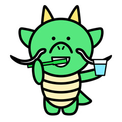 歯を磨く辰　イラスト