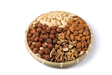 Set of nuts in basket
