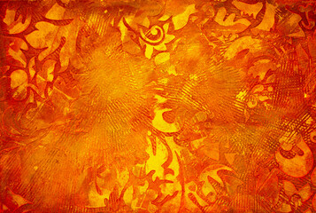 Golden wall with abstract spots as a background. Beautiful golden texture with patterns, decorative...