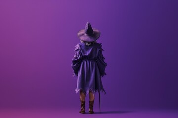 Witch black hat purple background. Generate Ai