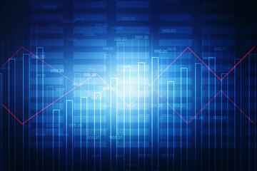 2d rendering Stock market online business concept. business Graph 