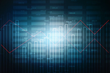 2d rendering Stock market online business concept. business Graph 