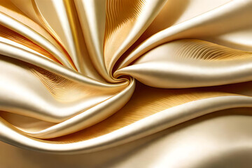 Premium wavy luxury silk fabric gold white material