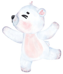 Playful Polar Bear, Expressive Watercolor Cartoon character, Varied Poses