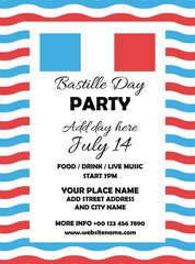 Bastille day party flyer poster social media post  design