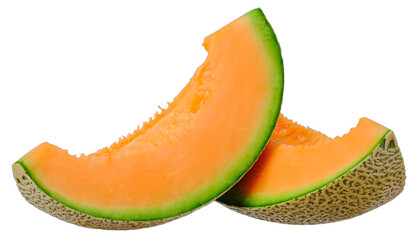 Slice cantaloupe melon isolated on transparent background PNG image