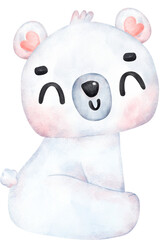 Playful Polar Bear, Expressive Watercolor Cartoon character, Varied Poses