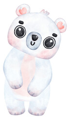 Fototapeta premium Playful Polar Bear, Expressive Watercolor Cartoon character, Varied Poses