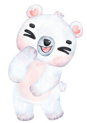 Playful Polar Bear, Expressive Watercolor Cartoon character, Varied Poses