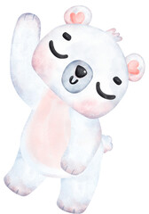 Playful Polar Bear, Expressive Watercolor Cartoon character, Varied Poses