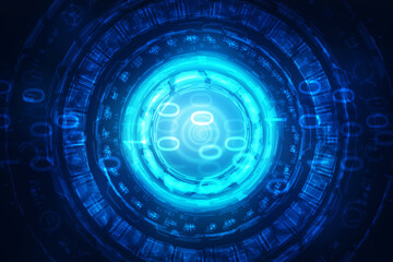 2d illustration Abstract futuristic electronic circuit technology background