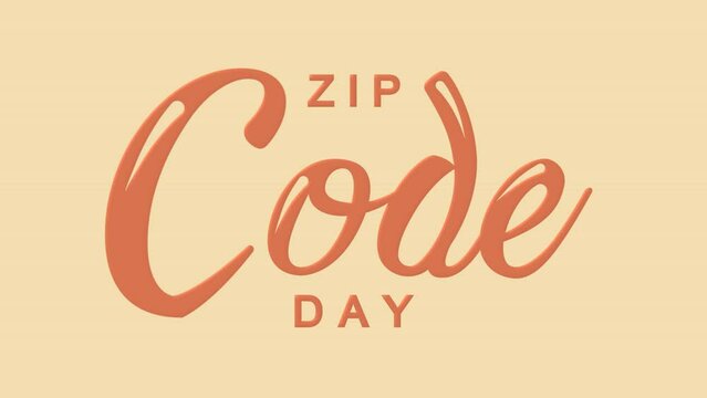ZIP Code Day Handwritten Animated Text. Great for Celebrations, lettering with alpha or transparent background, for banner, social media feed wallpaper stories