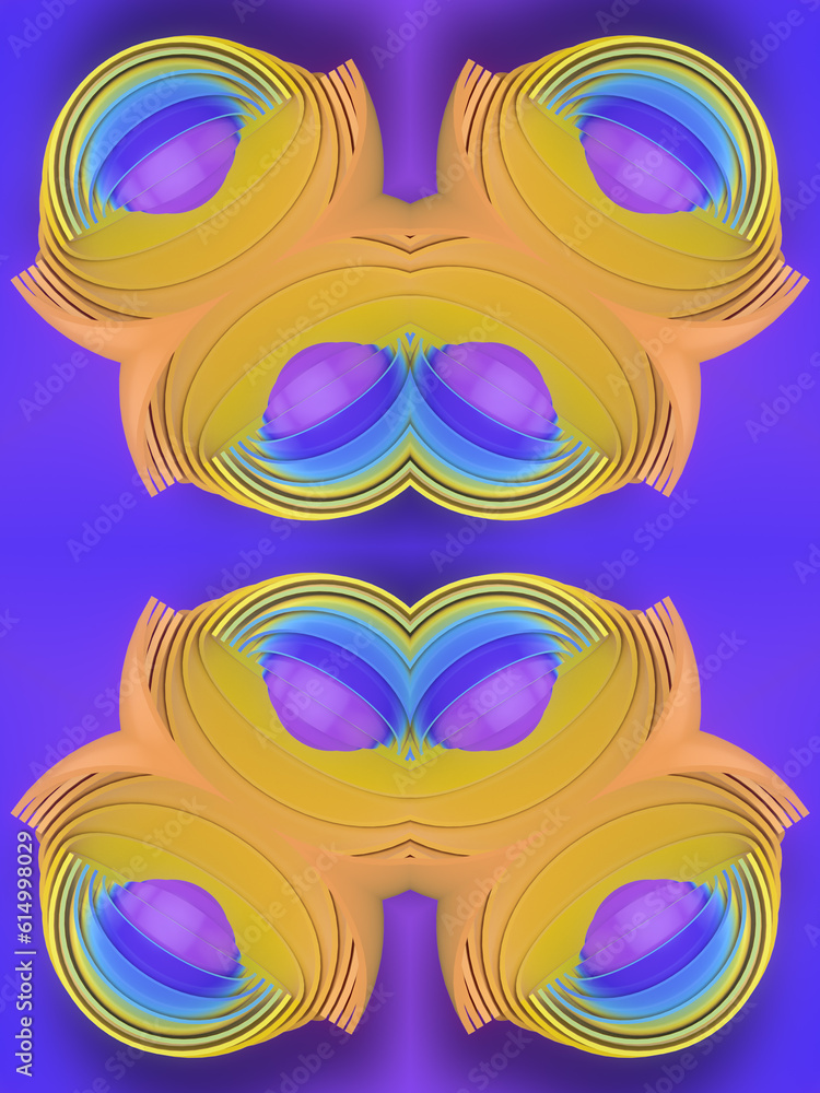 Poster Kaleidoscopic composition of abstract colorful geometric shapes. 3d rendering abstract background. Digital illustration